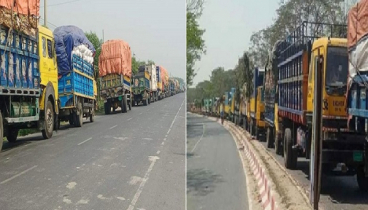 পণ্যবাহী ট্রাকের ফেরি পেতে ৮-১০ ঘণ্টার অপেক্ষা