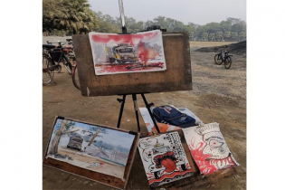 হিমেল স্মরণে উন্মুক্ত শিল্পকর্মে প্রতিবাদ সহপাঠীদের