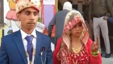 কনের সাজে বর নিয়ে ভোট দিলেন দুই নববধূ