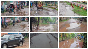 পিরোজপুর পৌরসভার ৯০ শতাংশ সড়ক বেহাল, সামান্য বৃষ্টিতেই জলাবদ্ধতা
