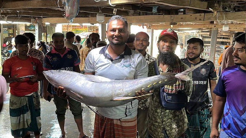 বঙ্গোপসাগরে জেলের জালে ধরা পড়ল বিরল টুনা