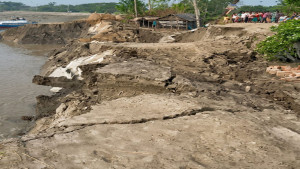 দাকোপে ঢাকী নদীর ভাঙনে বেড়িবাঁধ বিলীন
