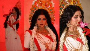 দেবী দুর্গার সাজে নজর কাড়লেন পরীমণি