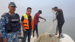 চাঁদপুরে দুই আড়তদারকে জরিমানা, ইলিশ ও নিষিদ্ধ কারেন্টজাল জব্দ
