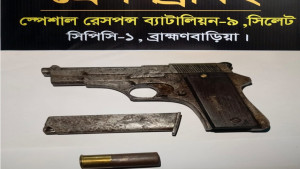 কচুরিপানার মধ্যে থেকে বিদেশি পিস্তল ও ম্যাগাজিন উদ্ধার