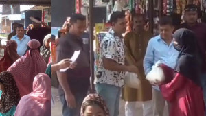 দুস্থ ও অসহায় নারীদের মধ্যে খাদ্যদ্রব্য বিতরণ করলেন রানা বিশ্বাস