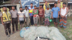 মা ইলিশ রক্ষার অভিযানে ৭ জন আটক, জাল উদ্ধার