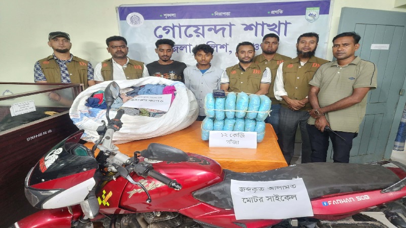 কাপড়ের বস্তায় ১২ কেজি গাঁজা, পঞ্চগড়ে ডিবির হাতে দুই কারবারি